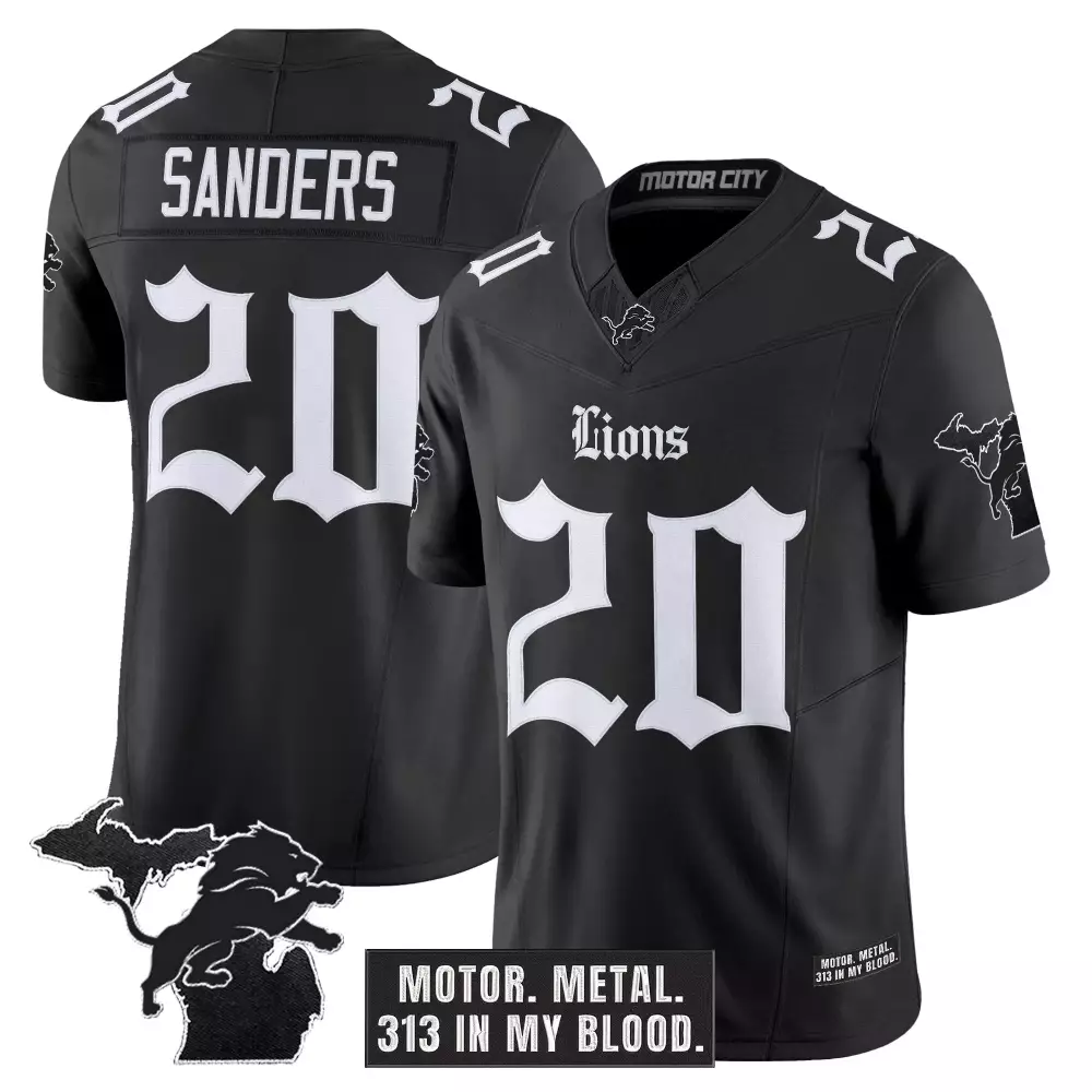 Sanders 20 Detroit Lions 2023 Blue Jersey | Stitched with 90th Season Patch | For Men, Women & Youth