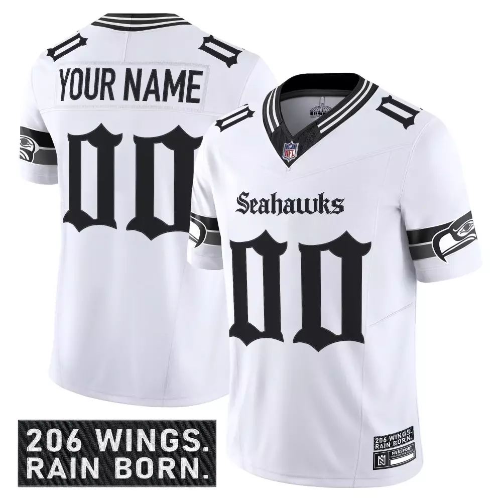 Seattle Seahawks White Stitched Jersey Name Patch Custom 2025 | Men'S Style Fan Gear for Men, Women & Youth
