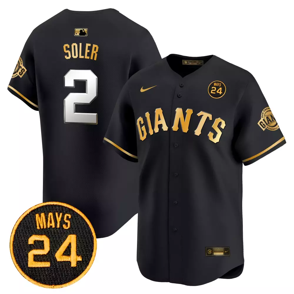 Soler 2 Men's San Francisco Giants Black Stitched Jersey with Mays 24 Patch 2024 | Perfect for Game Day | For All
