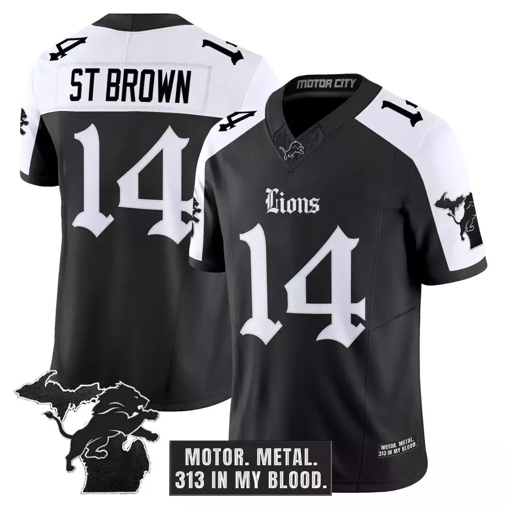 St. Brown Detroit Lions Black Stitched Jersey | Motor City Edition 2023 | For Men, Women & Youth
