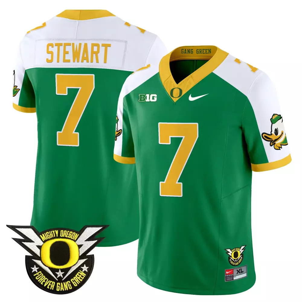 Stewart 7 Oregon Ducks 2025 All Stitched Gang Green Jersey | Name Patch | Limited Edition Fan Gear | For Men, Women & Youth