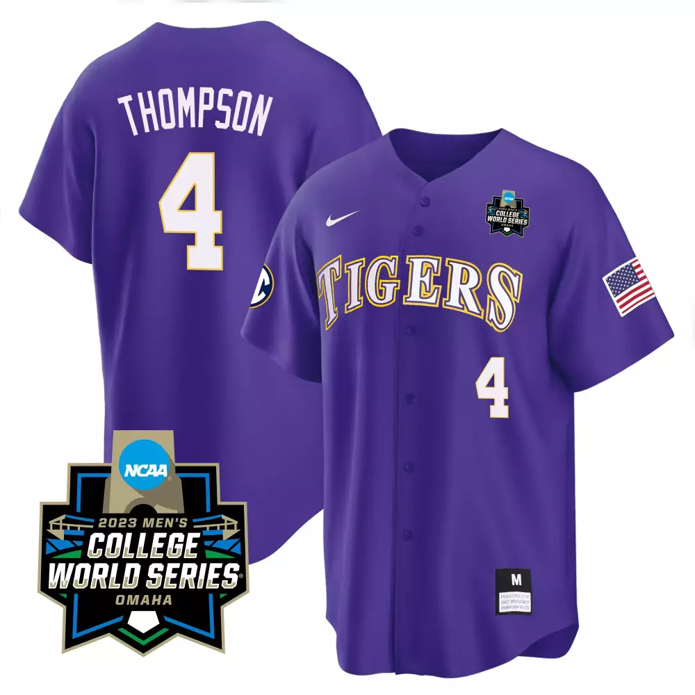 Thompson 4 LSU Tigers 2023 Purple Stitched Jersey | Name Patch | Fan Gear for Men, Women & Youth