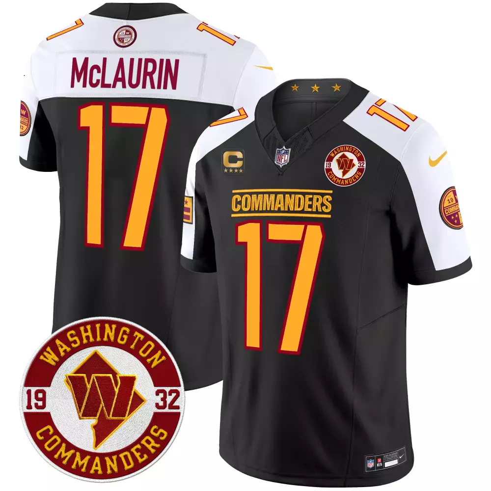 Terry McLaurin 17 Black Stitched Jersey | Washington Commanders 2024 Name Patch Style | Fan Gear for Men, Women & Youth