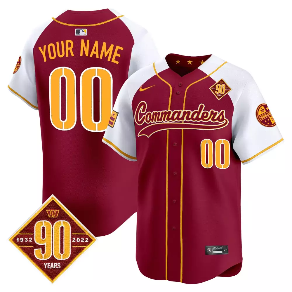 Washington Commanders Stitched Jersey Men 2023 Burgundy Name Patch | 90 Years Edition | Fan Gear for Men, Women & Youth