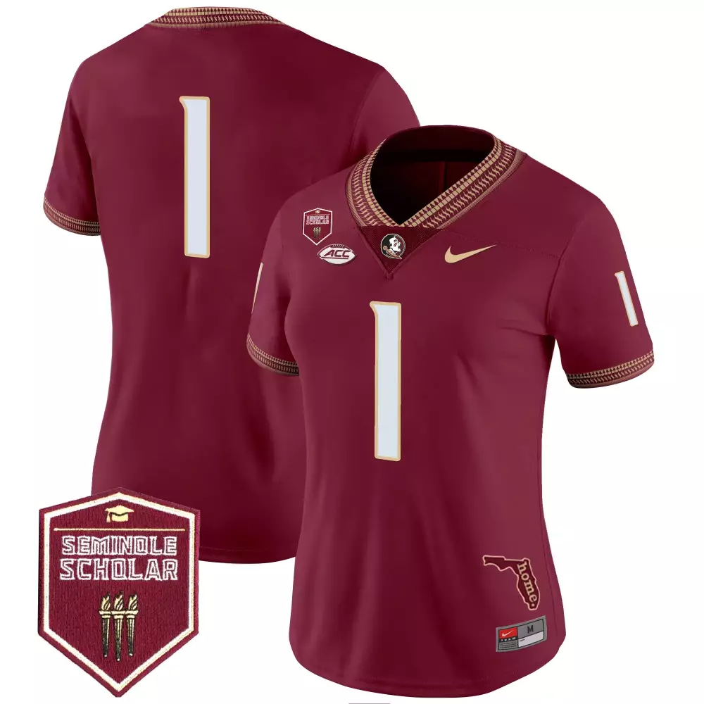 Women's Florida State Seminoles Maroon Stitched Jersey | Seminole Scholar 2025 Fan Gear for Women & Youth