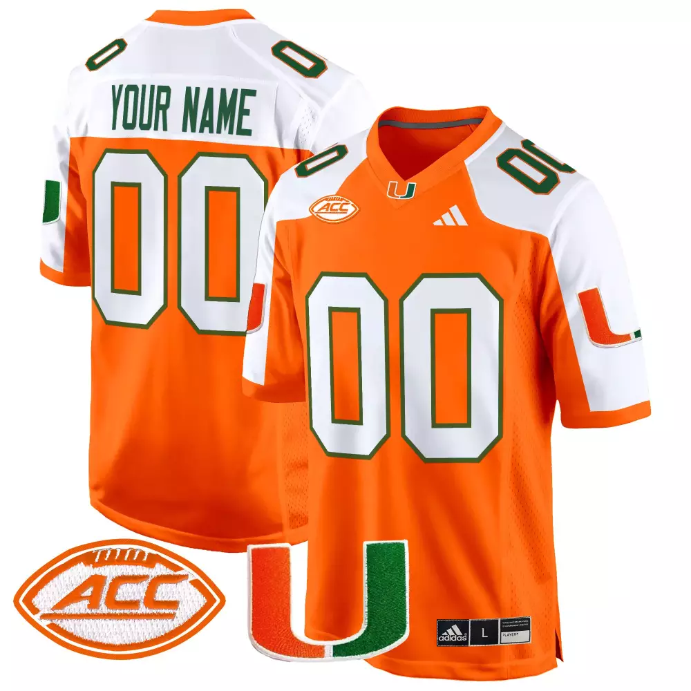 Women’s Miami Hurricanes 2025 Orange Stitched Jersey | Your Name 00 ACC Patch | Limited Edition Fan Gear | For Men, Women & You