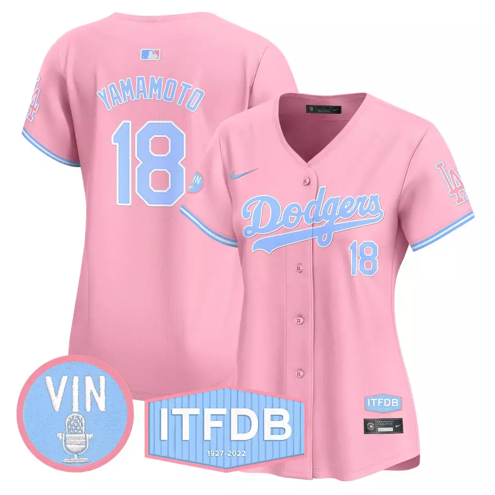 Yamamoto 18 Women's LA Dodgers Pink Stitched Jersey | Name Patch 2022 | Unique Fan Gear | For Women