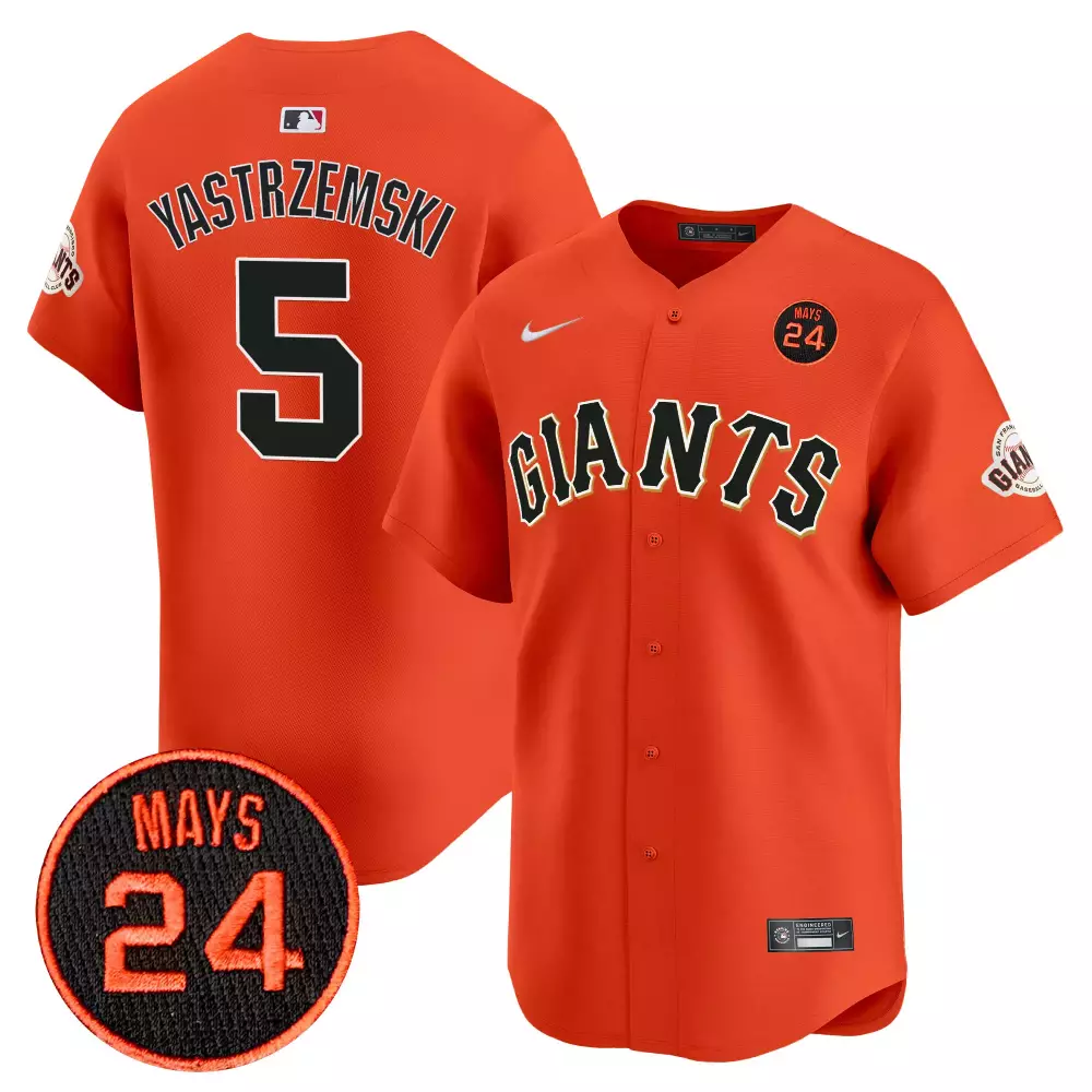 Yastrzemski 5 San Francisco Giants 2024 Orange All Stitched Jersey | Name Patch | Limited Edition Fan Gear | For Men, Women & Youth