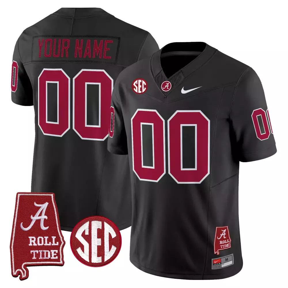 Your Name 00 Alabama Crimson Tide 2023 Black Stitched Jersey | Name Patch Style | Fan Gear for All | For Men, Women & Youth