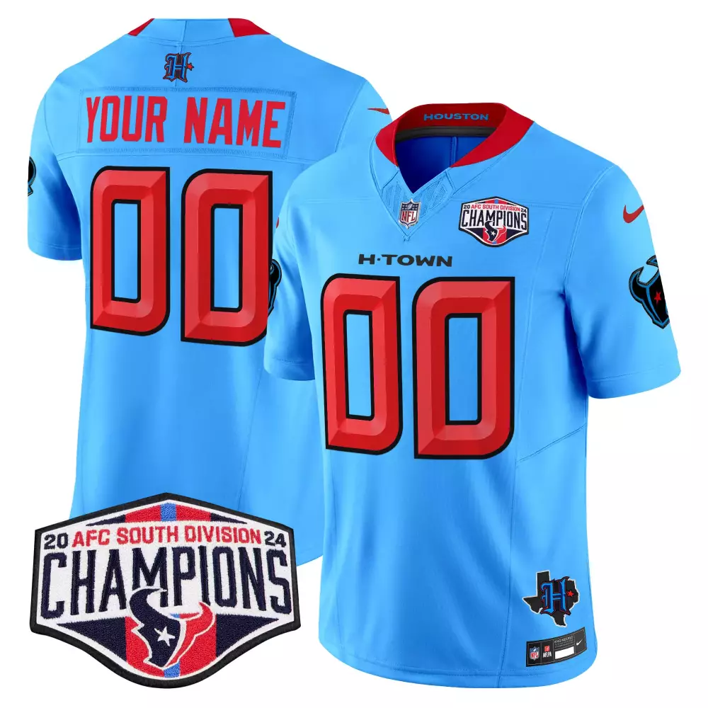 Your Name 00 Houston Texans 2024 Stitched Jersey | Light Blue | Perfect Fan Gear for Game Day | For Men, Women & Youth