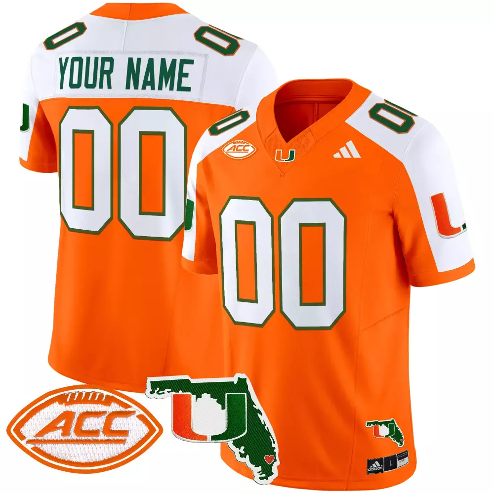 Your Name 00 Miami Hurricanes 2025 Orange Stitched Jersey | ACC Patch | Fashion Gift Idea | For Men, Women & Youth