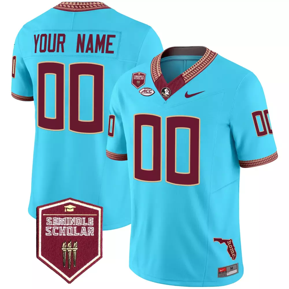 Your Name 00 Men's Stitched Vapor Jersey | Florida State Seminoles Aqua 2025 | Limited Edition Fan Gear | For Men, Women & Youth