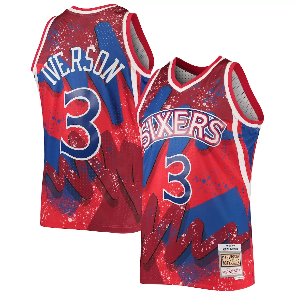 Allen Iverson Philadelphia 76ers 1996-97 Hyper Hoops Jersey | Classic Red Design | Fan Gear for Men, Women & Youth