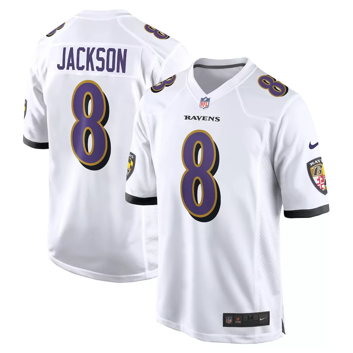 Lamar Jackson Baltimore Ravens White Game Jersey | Classic Style for Fans | For Men, Women & Youth
