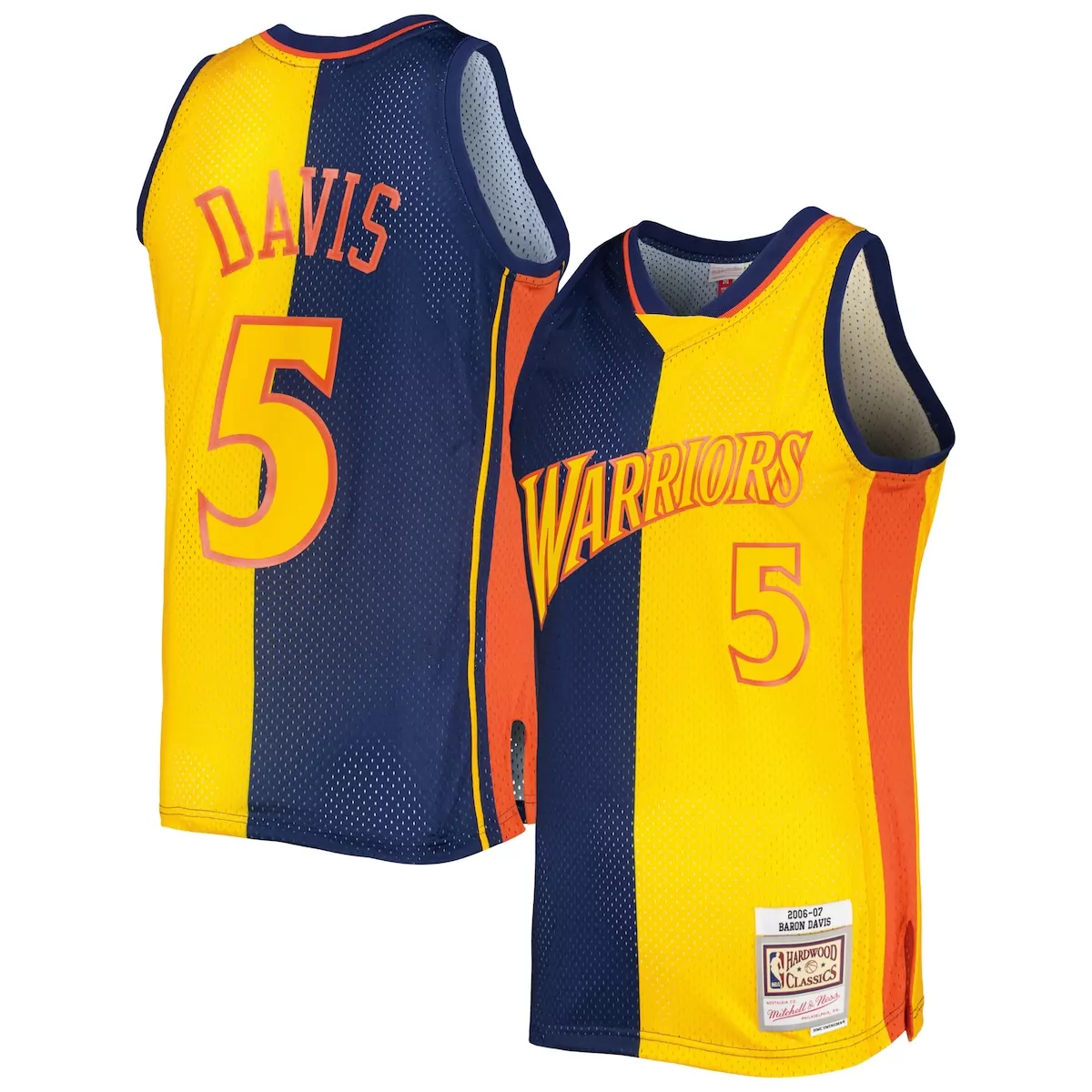 Baron Davis Golden State Warriors Navy Gold Split Jersey | Hardwood Classics 2006-07 | For Men, Women & Youth