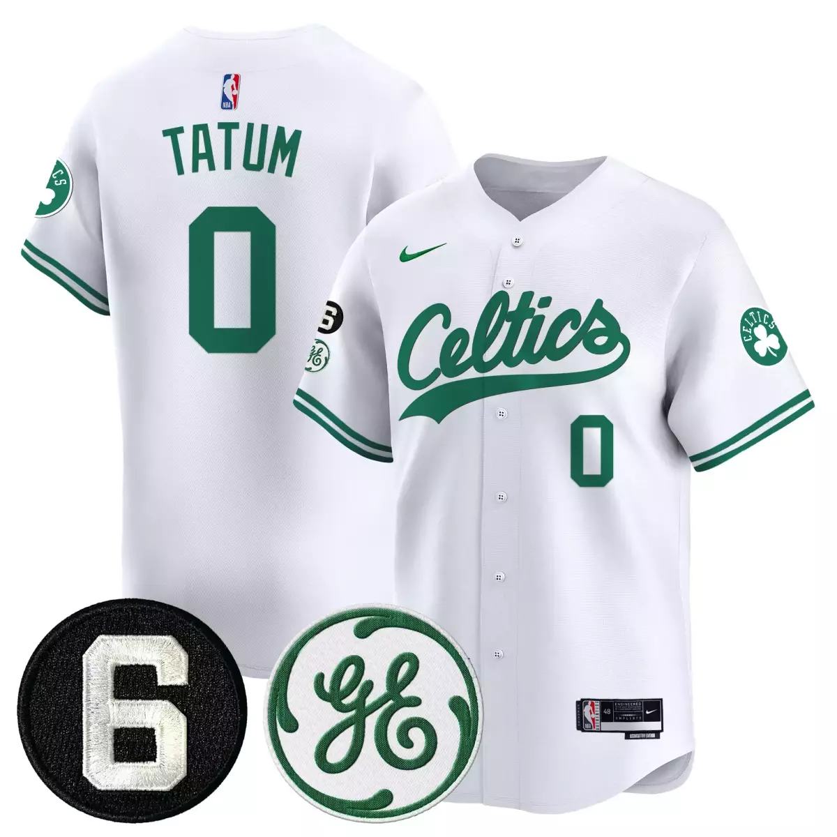 Boston Celtics 0 Tatum White Jersey | Bill Russell John Havlicek Patch | Stitched Fan Gear for Men, Women & Youth