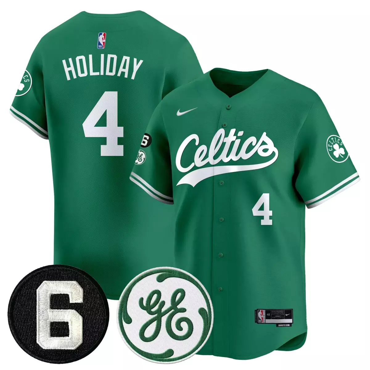 Bill Russell Boston Celtics 4 Holiday Green Jersey | Stitched Fan Gear | For Men, Women & Youth