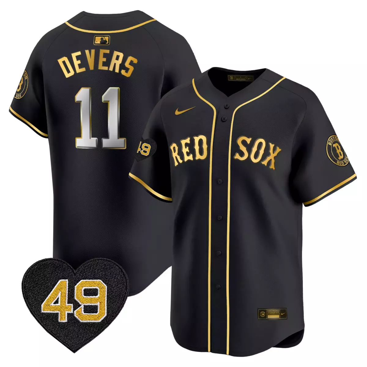 Devers Boston Red Sox 11 Black Gold Jersey | Tim Wakefield Patch Vapor Premier | Limited Edition for Men, Women & Youth
