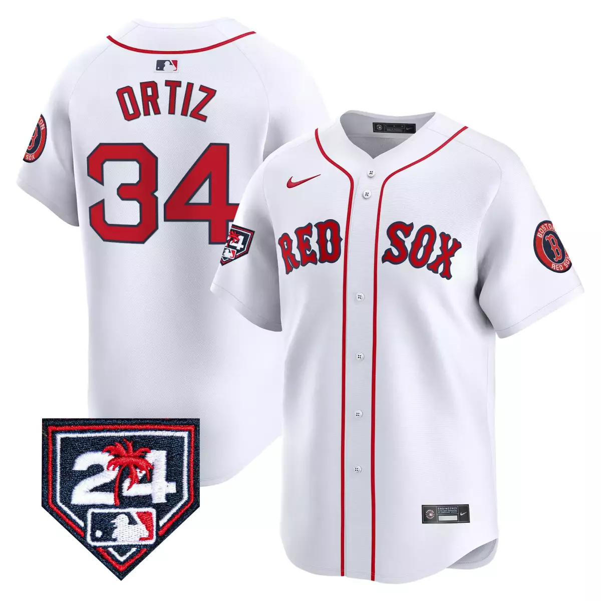 Ortiz Boston Red Sox 2024 Spring Training White Red Jersey | Stitched Vapor Premier Limited Edition | Fan Gear for Men, Women & Youth