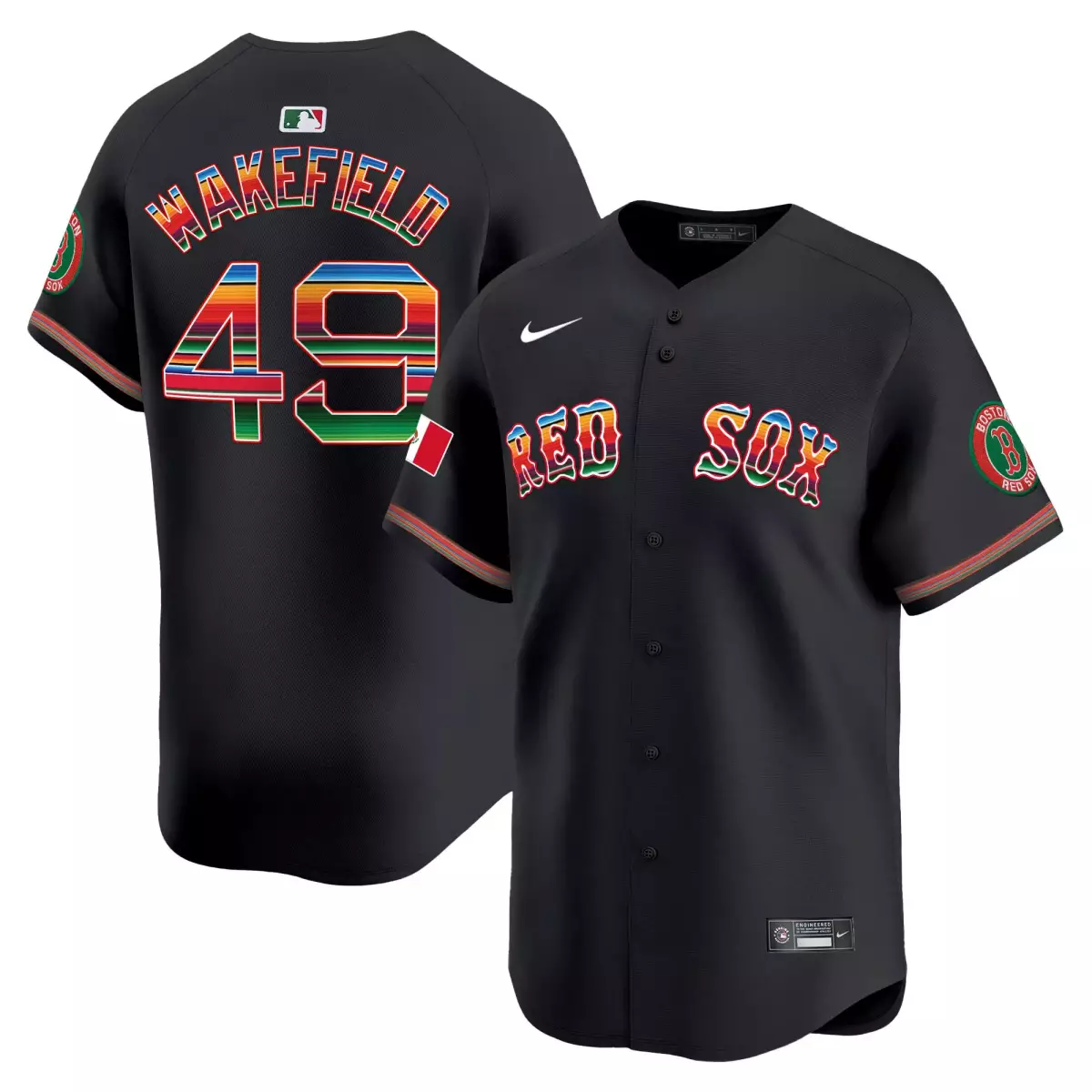 Wakefield Boston Red Sox 49 Black Jersey | Mexico Vapor Premier Limited Edition | For Men, Women & Youth