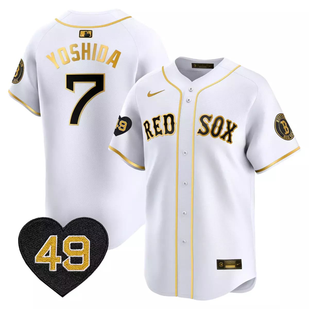 Yoshida Boston Red Sox White Gold Jersey | Tim Wakefield Patch | Vapor Premier Limited Edition | For Men, Women & Youth