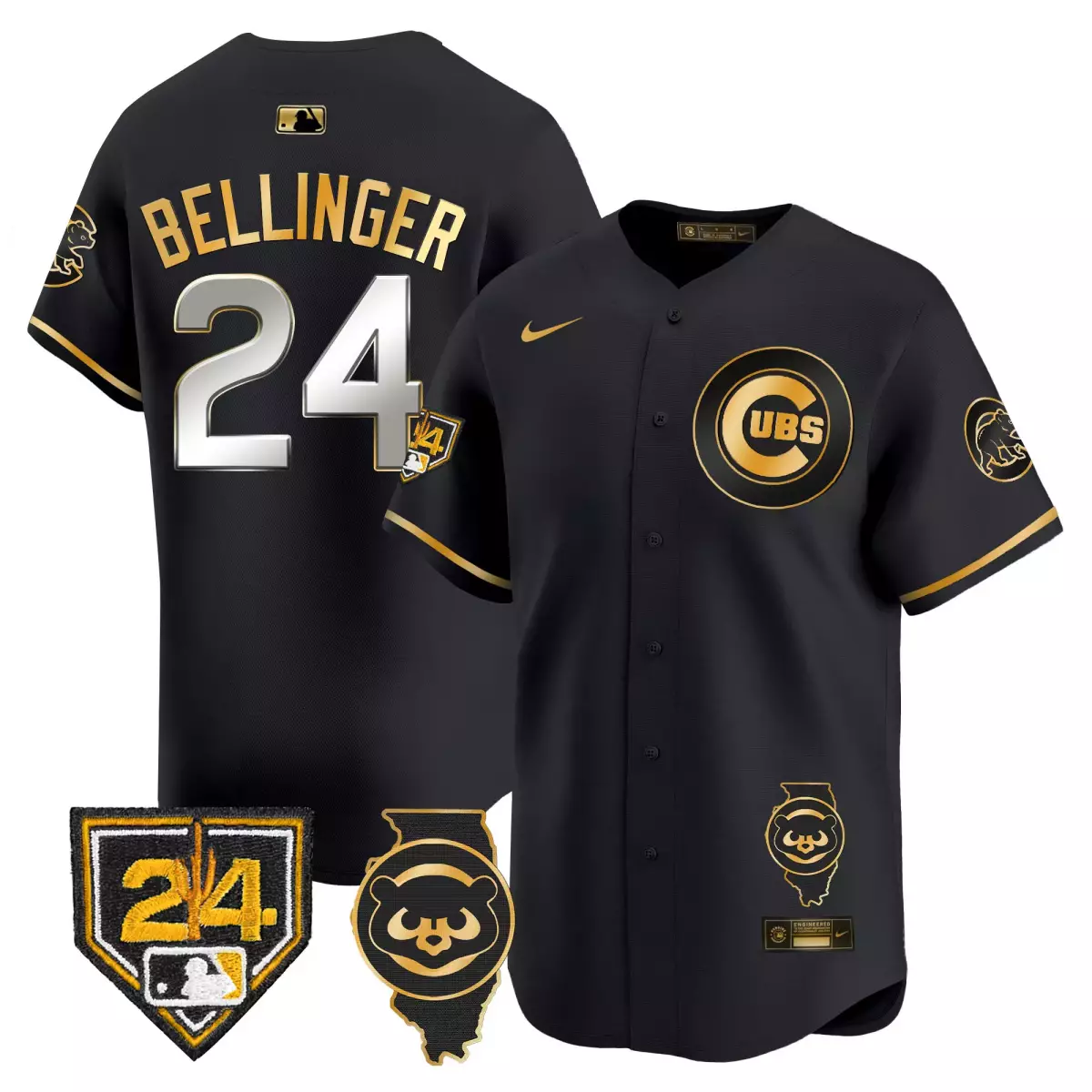 Bellinger Chicago Cubs 2024 Black Jersey | Mexico Illinois Patch | Vapor Premier Limited | Fan Gear for Men, Women & Youth