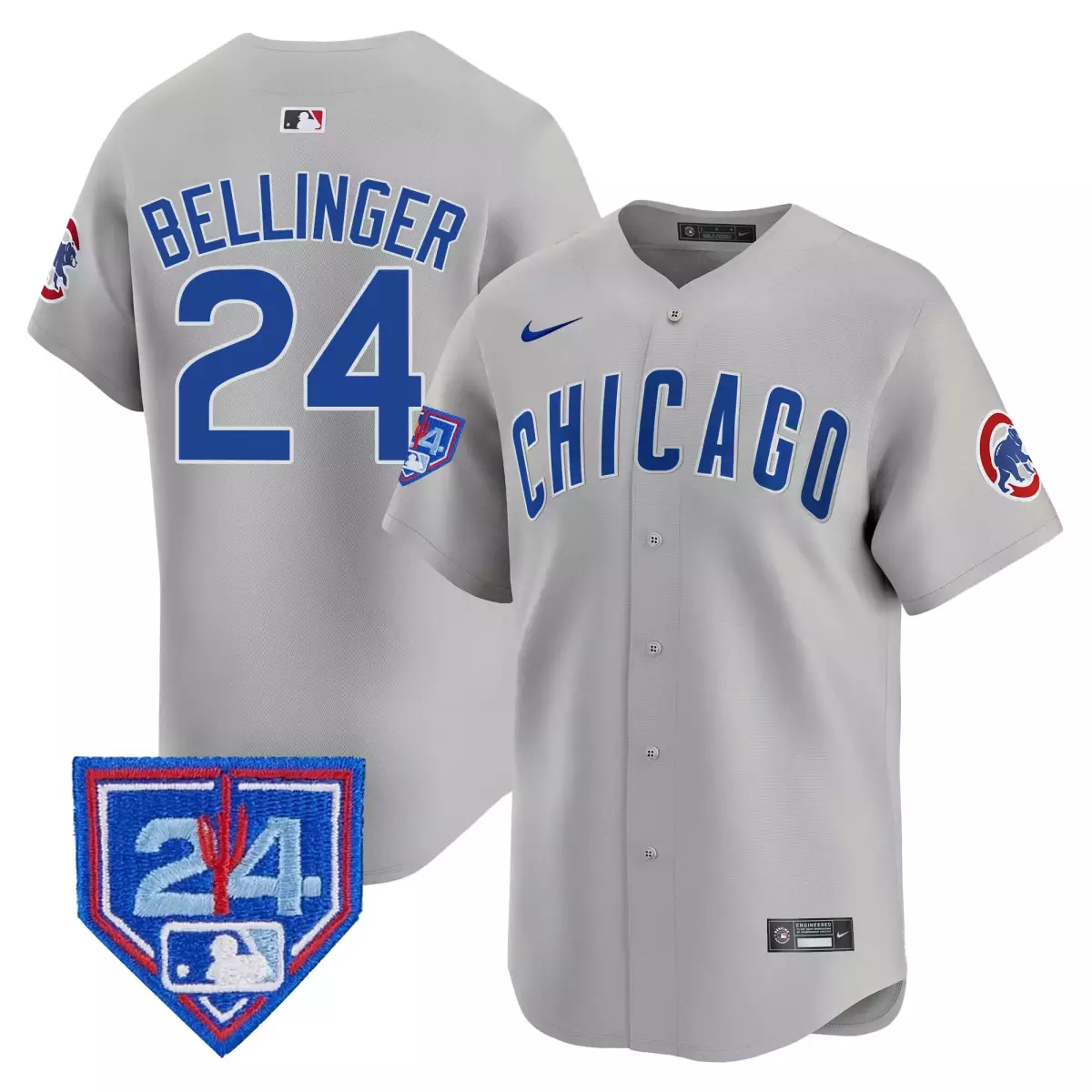 Bellinger Chicago Cubs 2024 Gray Jersey | Spring Training Patch Vapor Premier Limited Edition V2 | Fan Gear for Men, Women & Youth