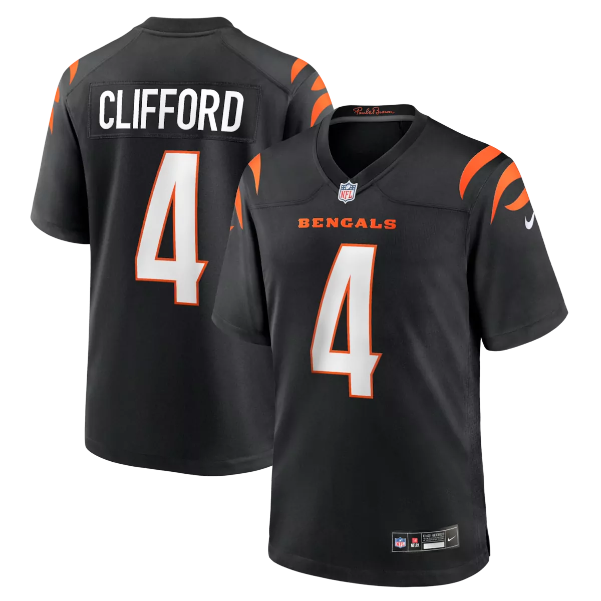 Sean Clifford Cincinnati Bengals Black Team Game Jersey DZ3 | Official Fan Gear for Men, Women & Youth | Ideal for Game Day