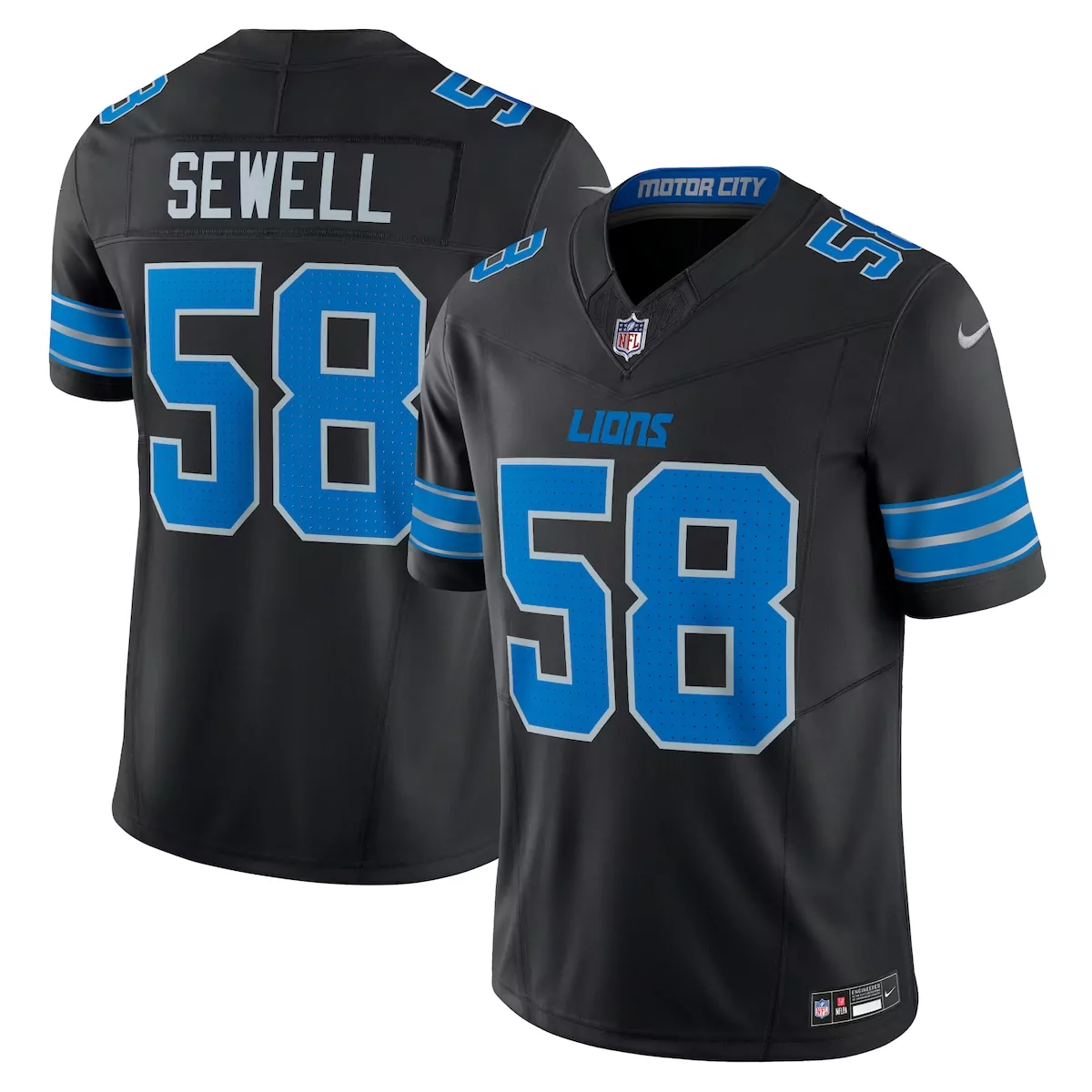 Penei Sewell Detroit Lions Black Vapor F.U.S.E Alternate Limited Jersey | Custom Fan Gear for Men, Women & Youth