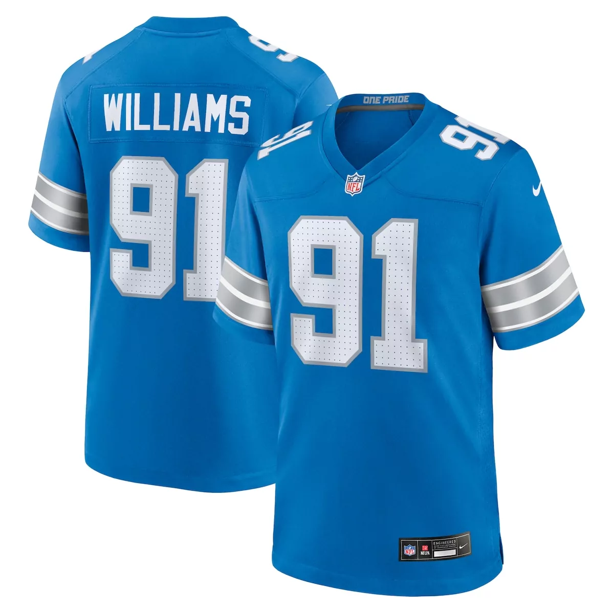 Tyleik Williams Detroit Lions Blue 2025 NFL Draft Jersey | Game Day Fan Gear for Men, Women & Youth