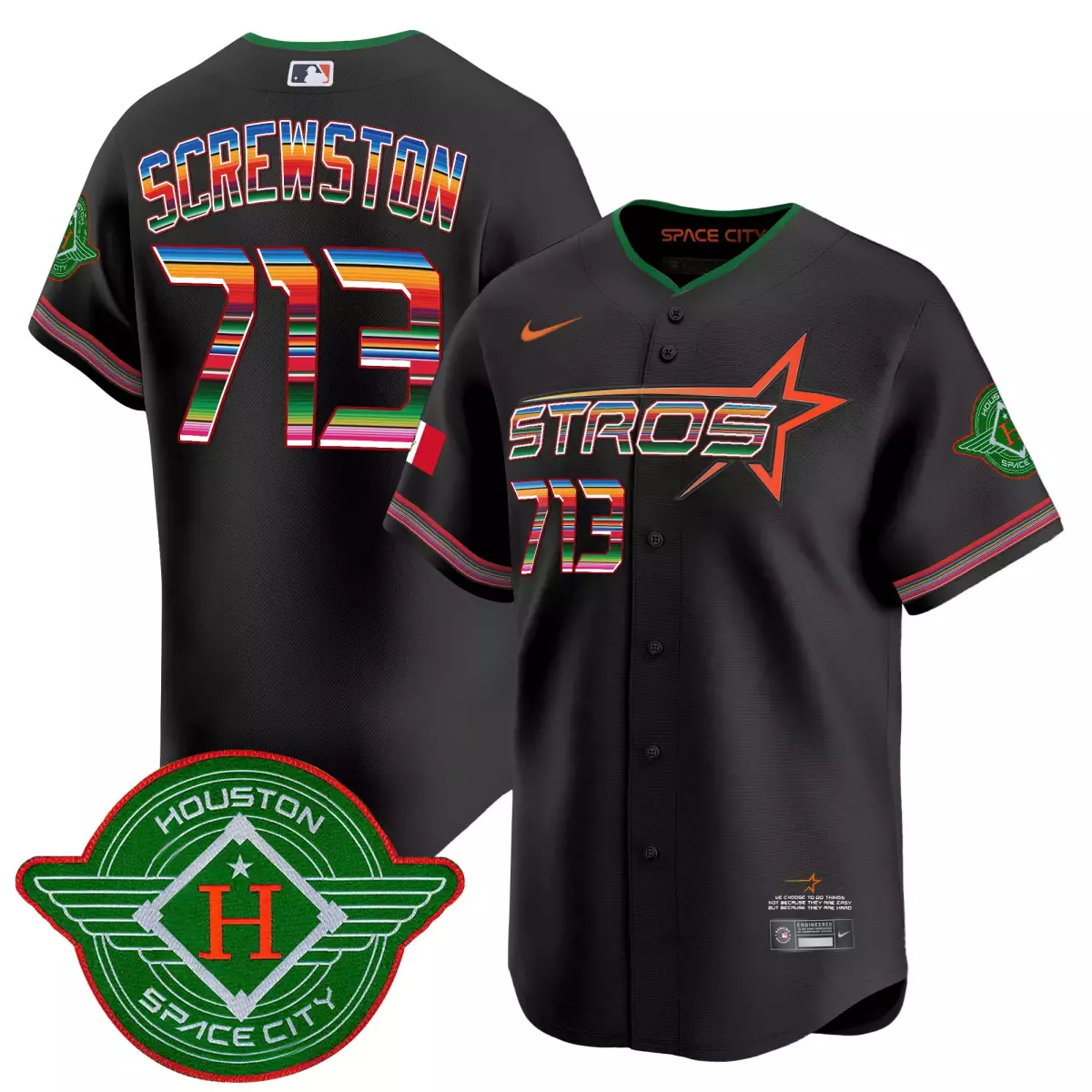 713 Screwston Houston Astros Black Jersey | 2025 City Connect Mexico | Limited Edition Fan Gear | For Men, Women & Youth
