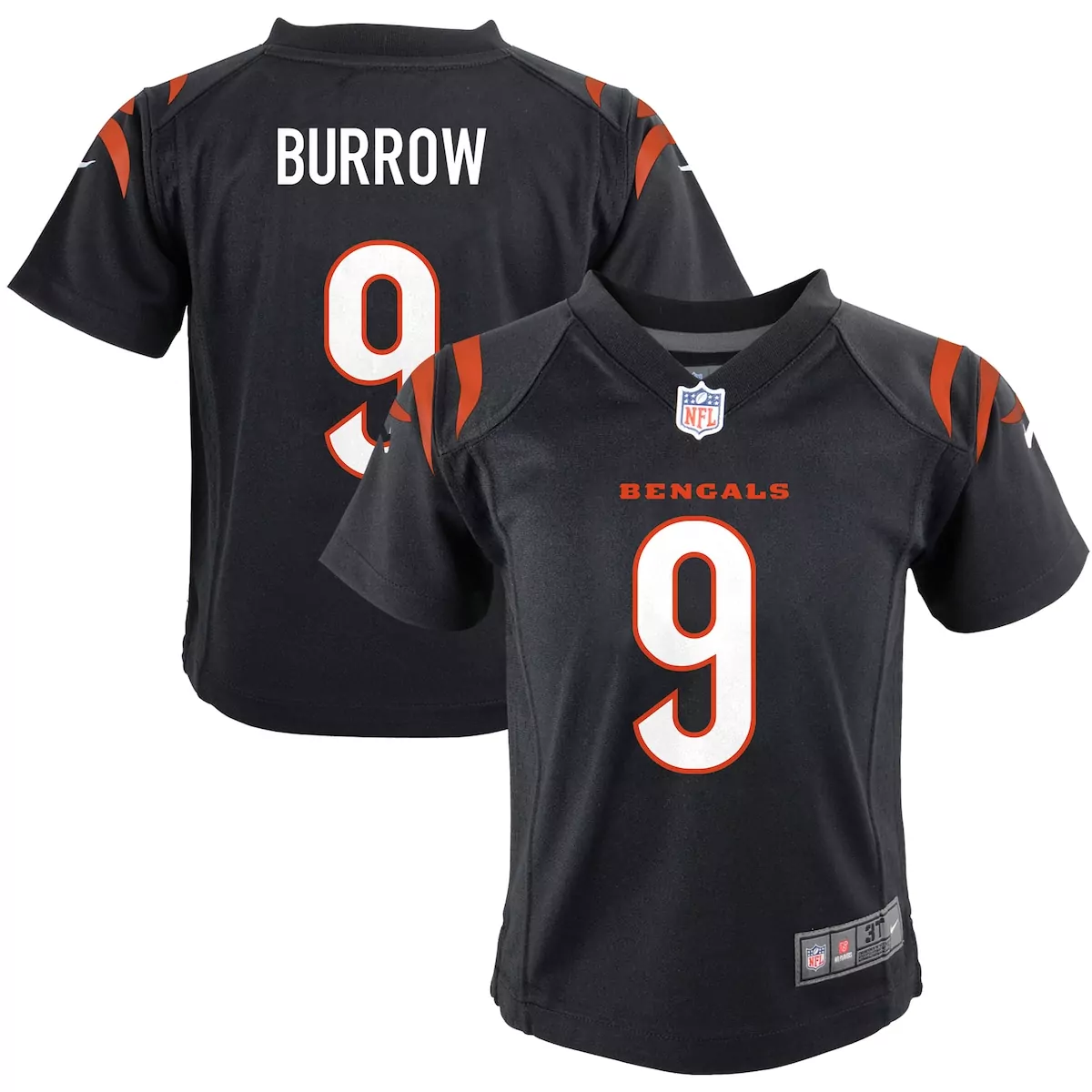 Infant Cincinnati Bengals Joe Burrow Black Team Player Game Jersey | Fan Gear for Young Fans | For Men, Women & Youth