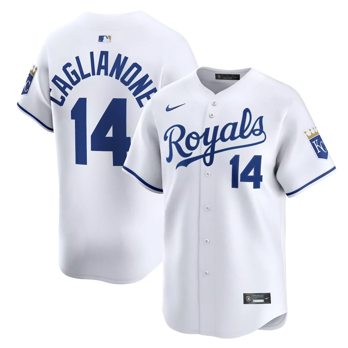 Caglianone Kansas City Royals 2025 White Home Limited Player Jersey | R8Q Style | Fan Gear for Men, Women & Youth