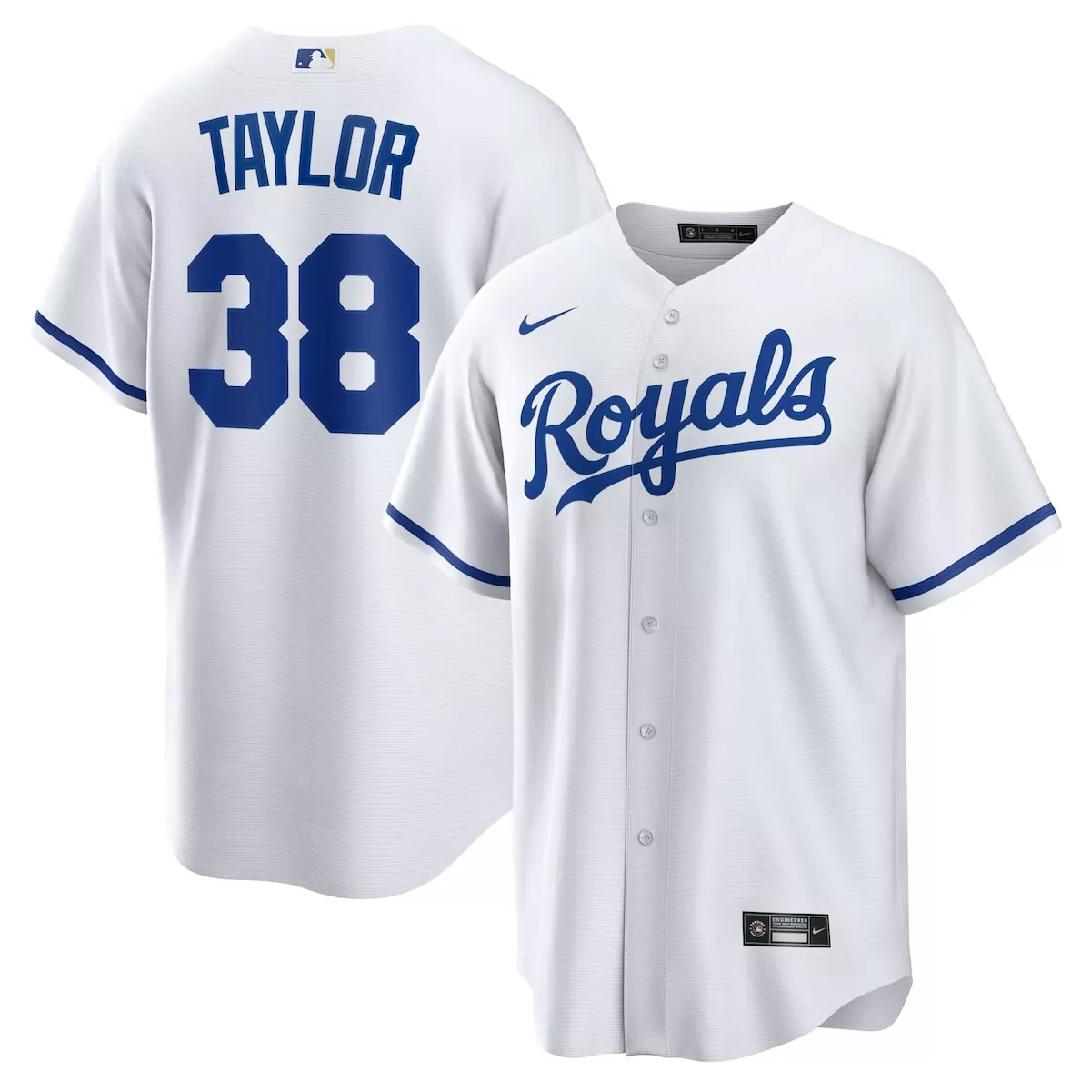 Taylor Kansas City Royals 2025 White Home Player Jersey | Classic Style | Fan Gear for Men, Women & Youth