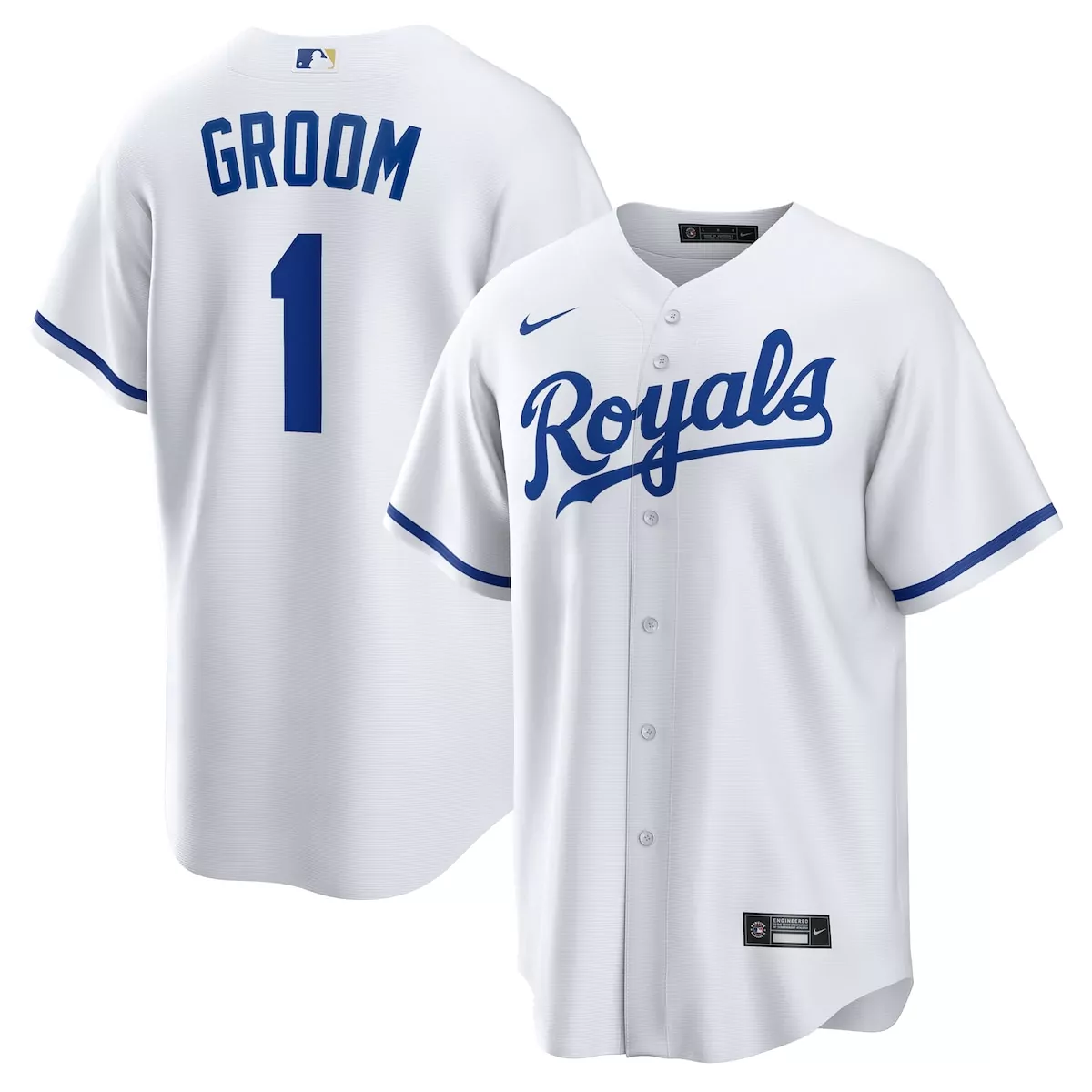 Kansas City Royals White 1 Groom Home Jersey | Stylish Fan Gear for Men, Women & Youth | Perfect for Game Day