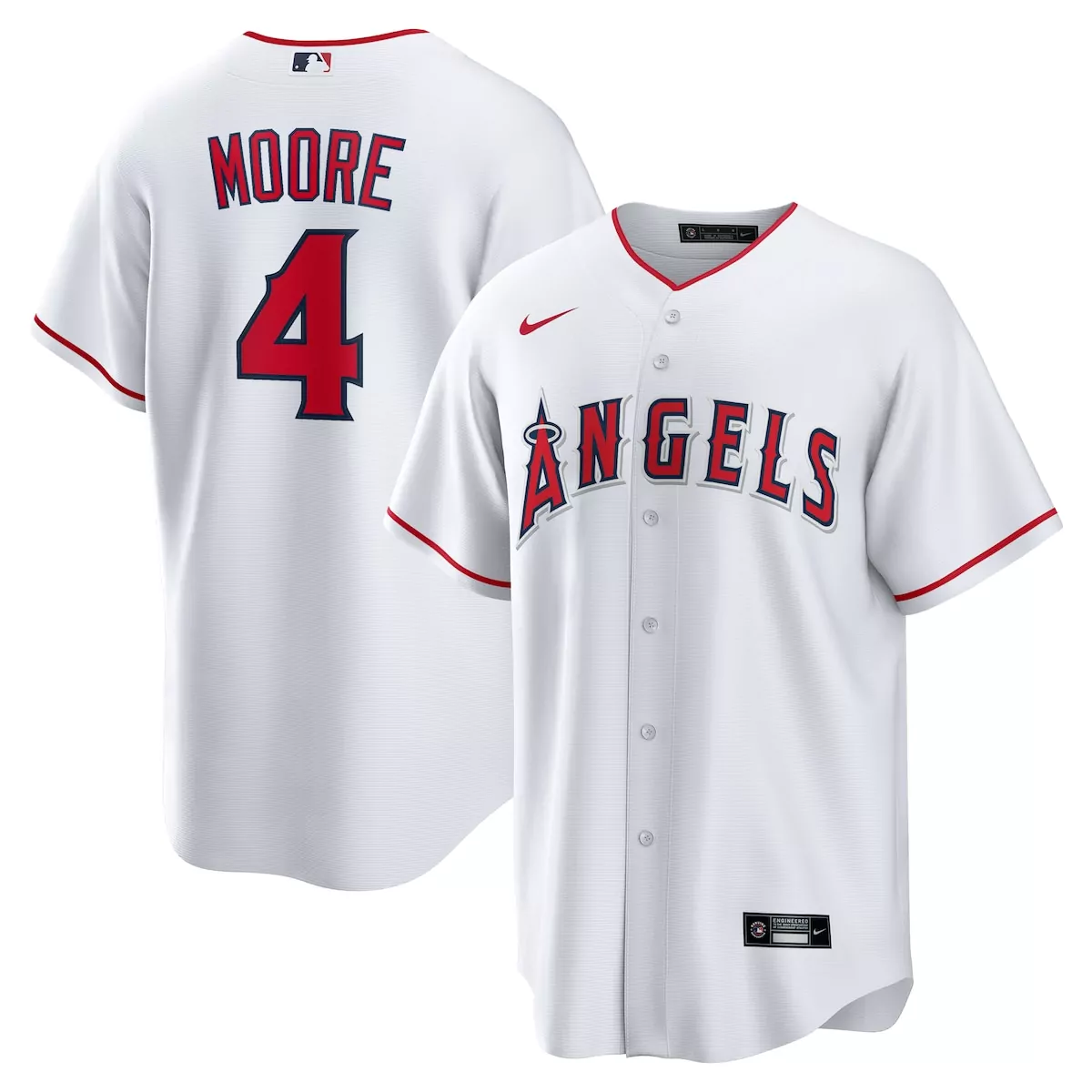 Christian Moore Los Angeles Angels White Home Jersey | 2025 Stitched Fan Gear | For Men, Women & Youth