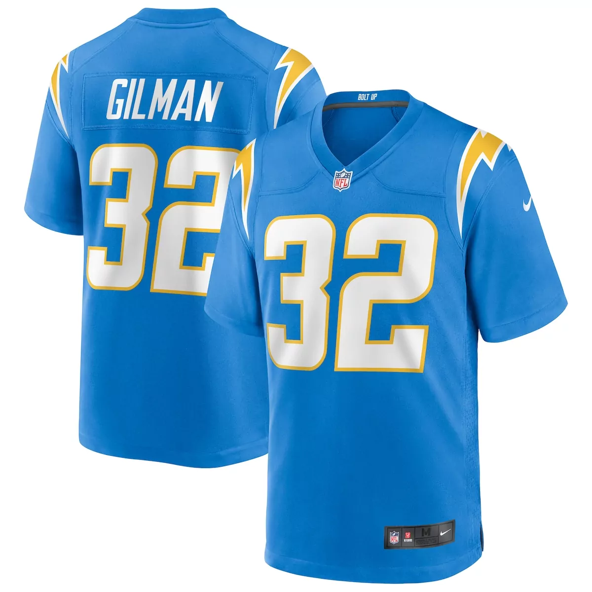 Alohi Gilman Los Angeles Chargers Powder Blue Game Jersey | 2RG | Replica Fan Gear for Men, Women & Youth