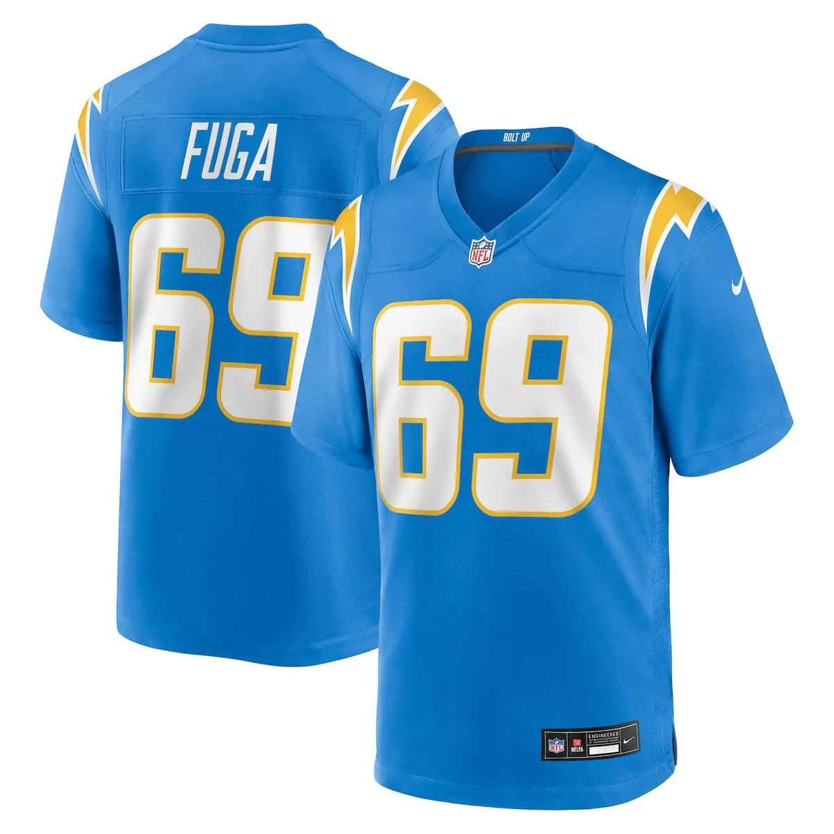 Josh Fuga Los Angeles Chargers Powder Blue Team Game Jersey | Stylish Fan Gear for Game Day | For Men, Women & Youth