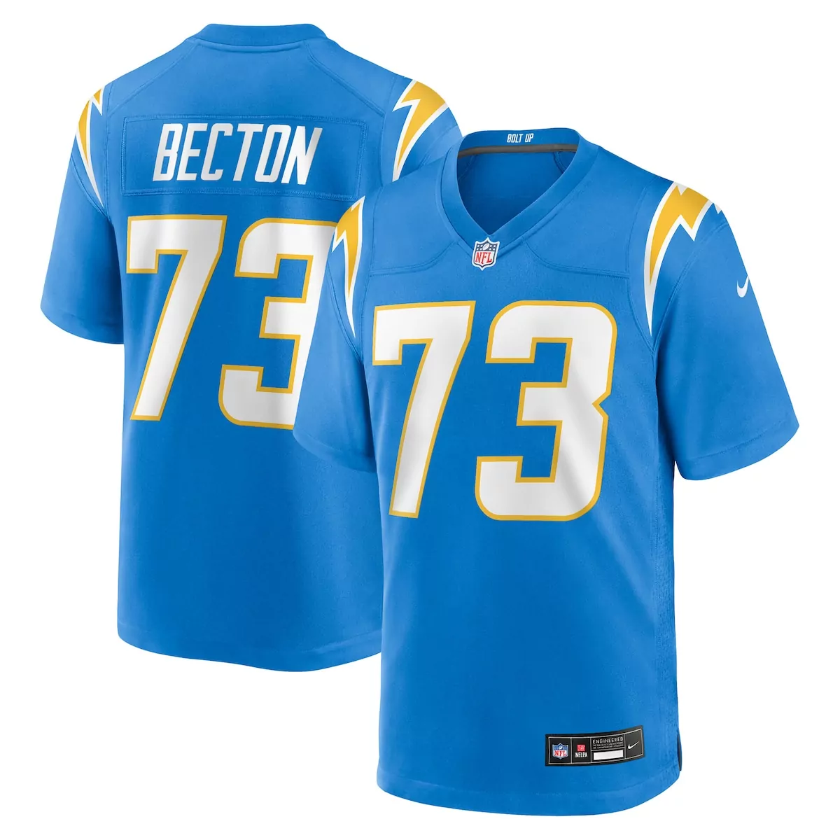 Mekhi Becton Los Angeles Chargers Powder Blue Team Game Jersey | Stylish Fan Gear | For Men, Women & Youth