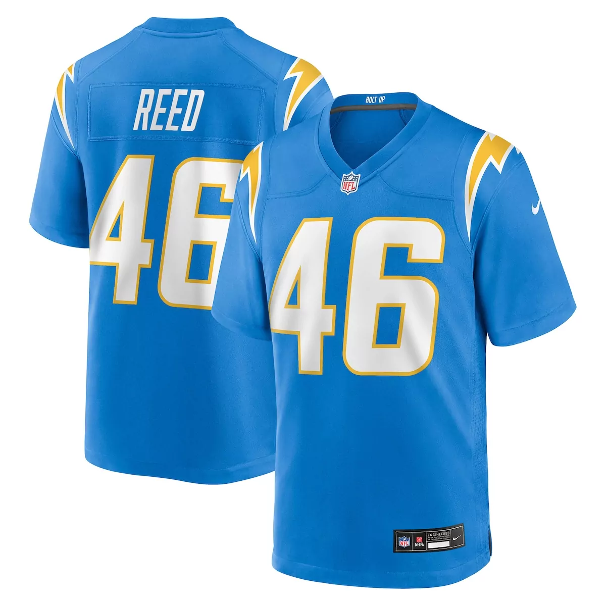 Nikko Reed Los Angeles Chargers Powder Blue Game Jersey | Team Spirit Fan Gear for Men, Women & Youth | Great Gift Idea