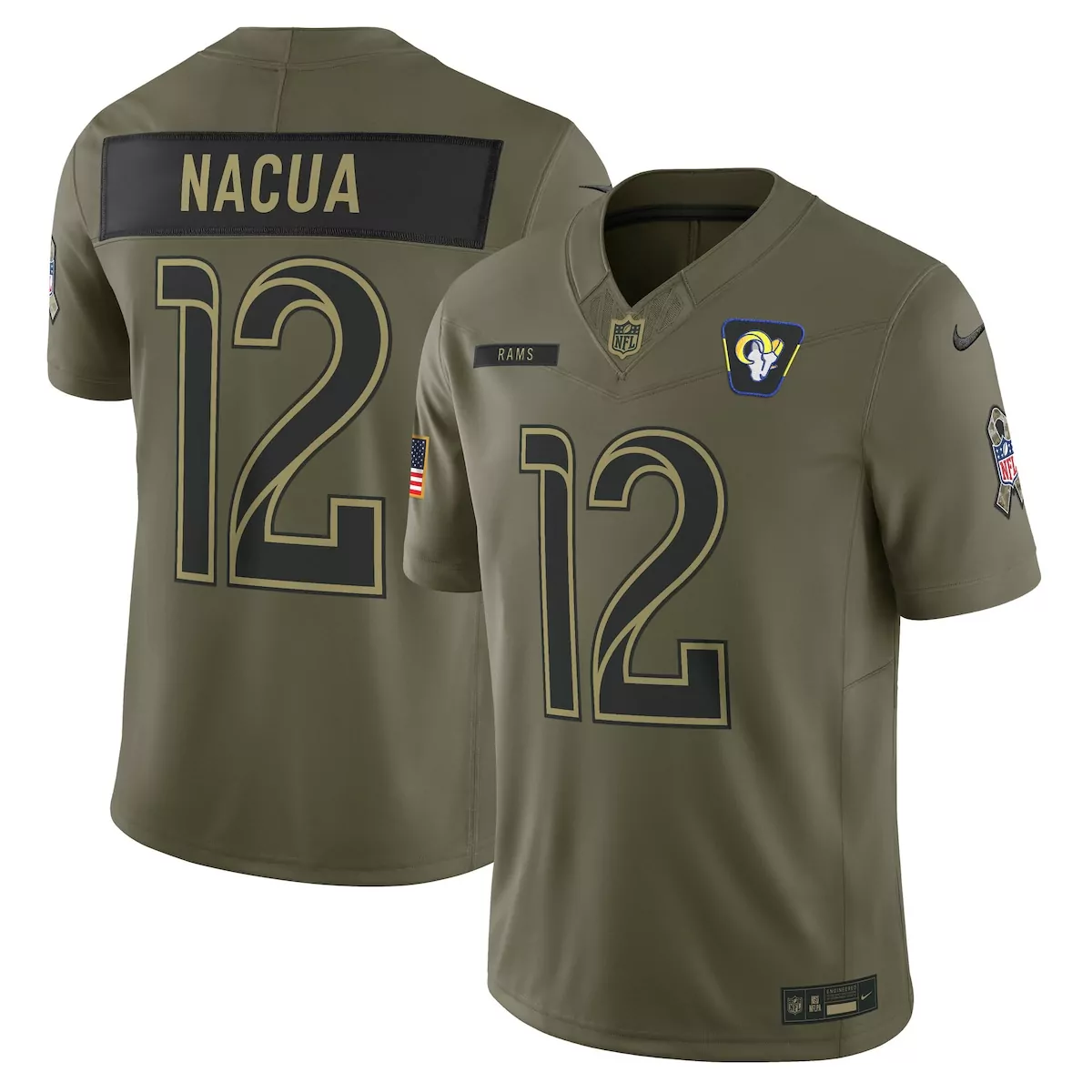 Puka Nacua Los Angeles Rams Olive 2025 Salute to Service Limited Jersey | Special Edition Fan Gear for All | For Men, Women & Youth