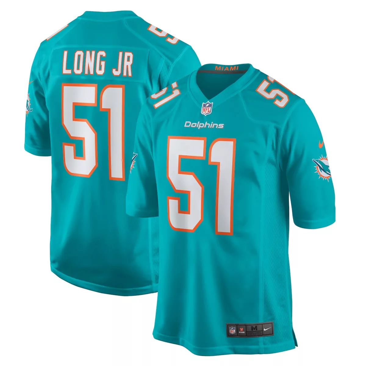 Miami Dolphins David Long Jr. Aqua Game Jersey DJE | Essential Fan Gear for All | For Men, Women & Youth