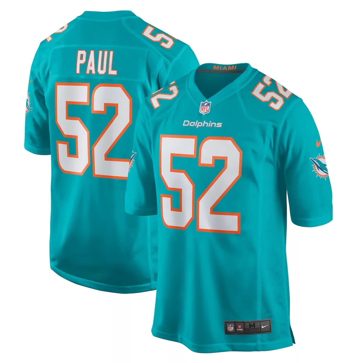 Miami Dolphins Patrick Paul Aqua Game Jersey | Style 4J5 | For Men, Women & Youth