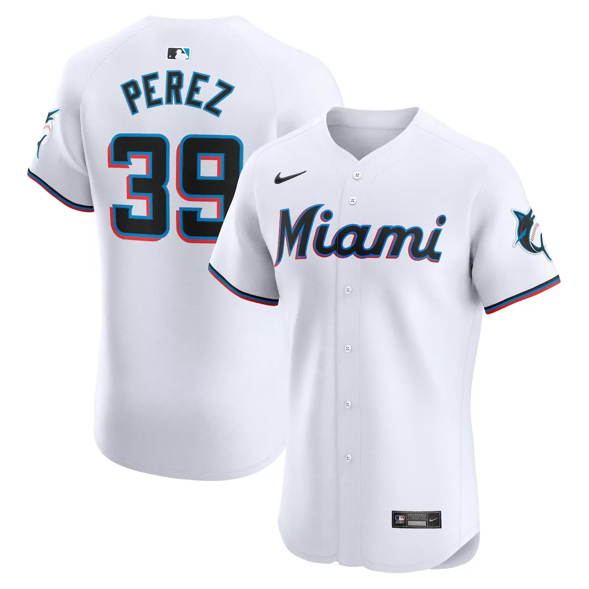 Miami Marlins Eury Perez White Home Elite Player Jersey | Custom Fan Gear | For Men, Women & Youth