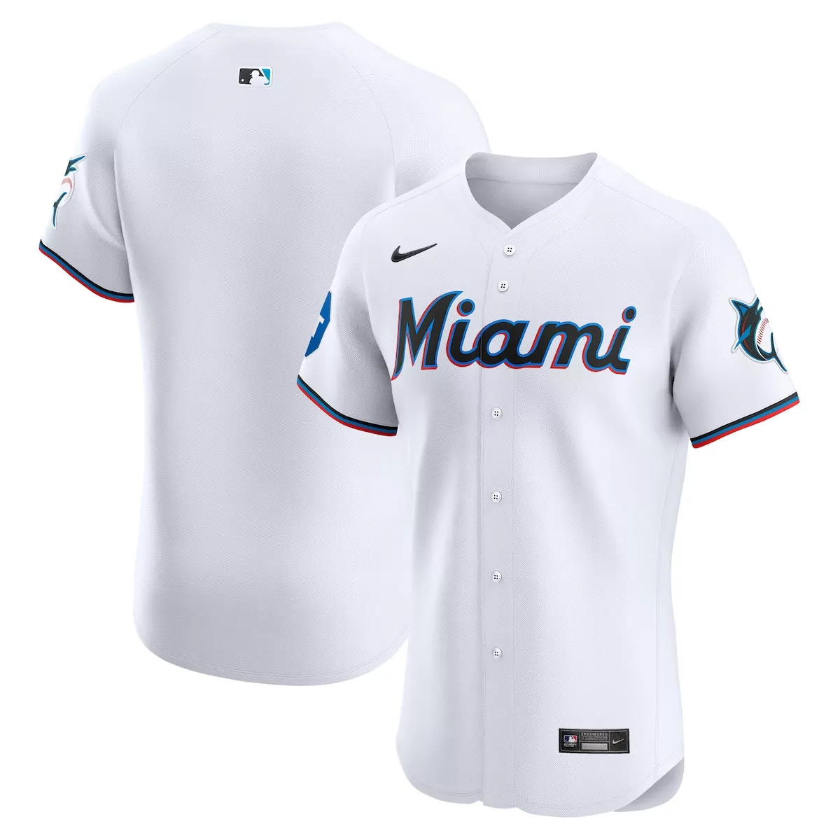 Miami Marlins White Home Elite Patch Jersey | Limited Edition Fan Gear | For Men, Women & Youth