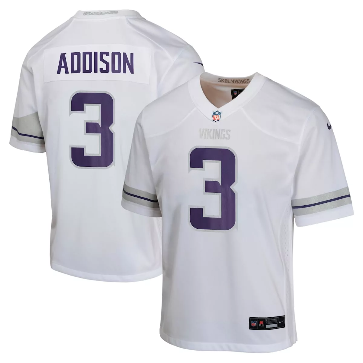 Jordan Addison Minnesota Vikings White Game Jersey | Essential Fan Gear for Game Day | For Men, Women & Youth