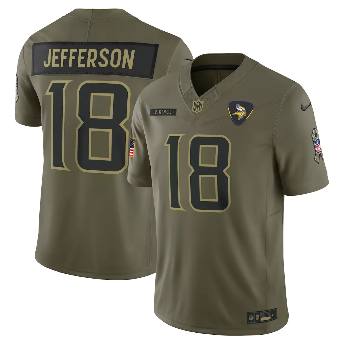 Justin Jefferson Minnesota Vikings Olive 2025 Salute to Service Limited Jersey | Exclusive Fan Gear | For Men, Women & Youth