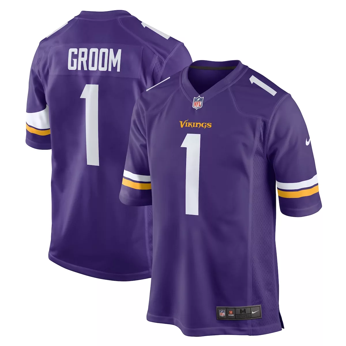 Minnesota Vikings Number 1 Groom Purple Game Jersey | Unique Fan Gear for Men | Ideal Wedding Gift for Fans