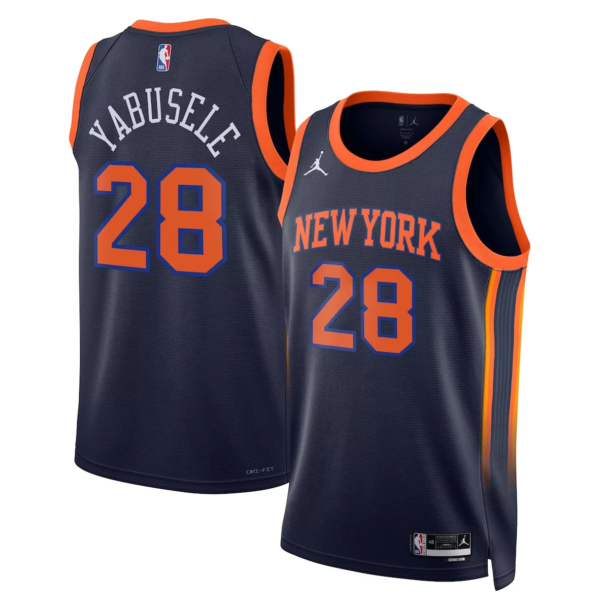 Guerschon Yabusele New York Knicks Jordan Statement Edition Jersey | Navy Stitched Fan Gear | For Men, Women & Youth