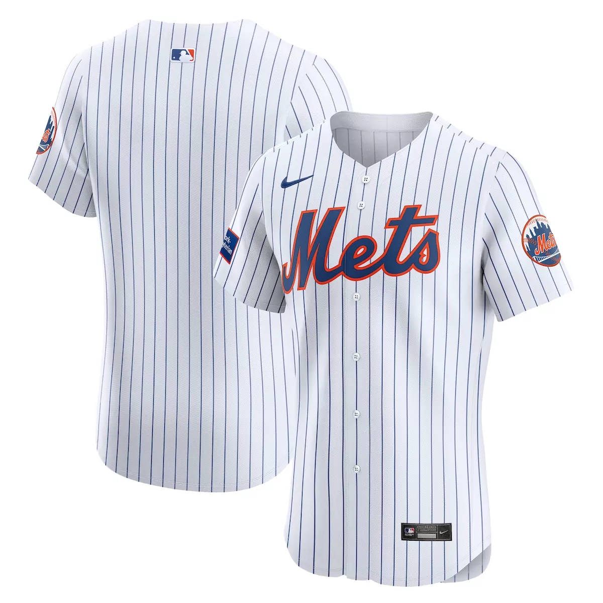 New York Mets White Home Elite Patch Jersey | Stylish Fan Gear for Men, Women & Youth